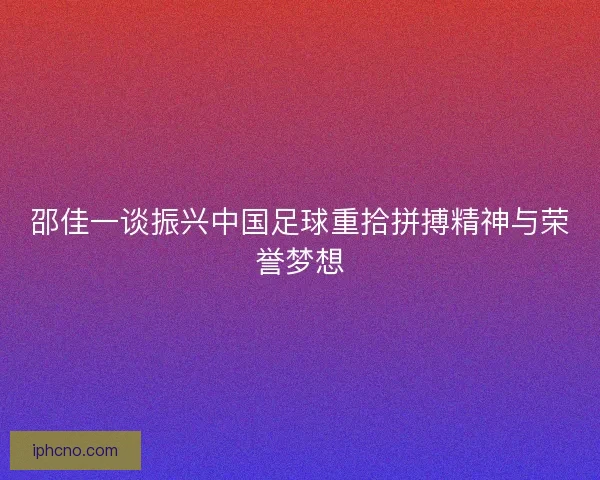 邵佳一谈振兴中国足球重拾拼搏精神与荣誉梦想